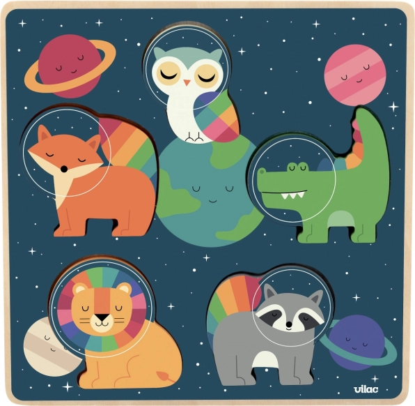 Vilac ieliekamā puzle Dzīvnieki astronauti