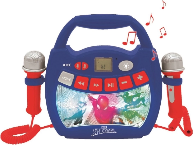 Kids' SPIDER-MAN karaoke player with lights, Bluetooth, and 2 microphones