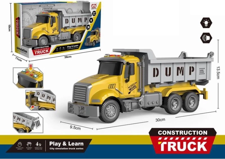 Dump truck with light and sound