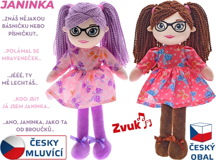 Auduma lelle Janinka 30 cm, runā čehiski