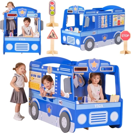 VIGA Large Wooden Police Car for Children