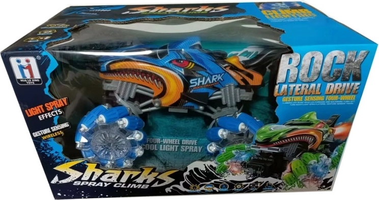 RC auto haizivs (zils) ar miglas efektu un 2,4 GHz
