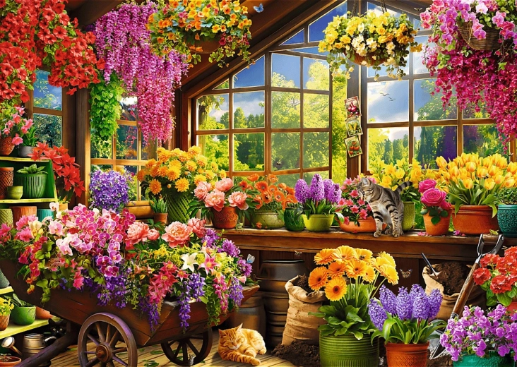 TREFL Puzzle Premium Plus Tea Time: Pavasara sagatavošanās 1000 gabaliņi