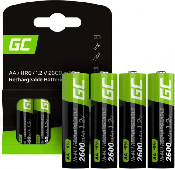 Uzlādējamās baterijas Green Cell AA R6 2600 mAh – komplekts 4 gab.