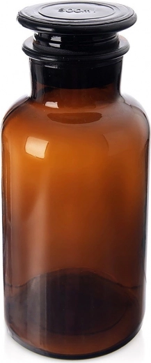 Brūna stikla pudele ar platu kakliņu un korķi 500 ml