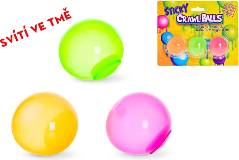 Līmējošas spīdošas antistresa bumbiņas 4 cm, komplekts 3 gab.