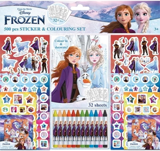 Sticker set with coloring pages and wax crayons – Frozen Kingdom
