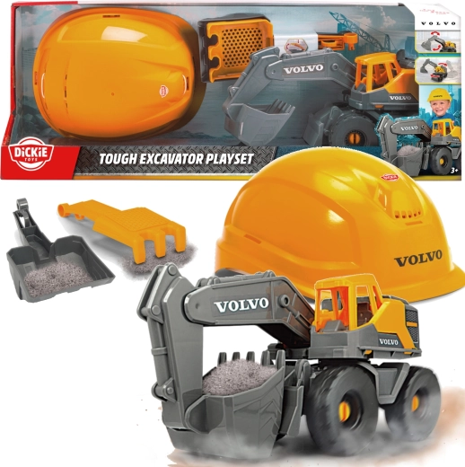 Dickie Toys Volvo Construction Set with Excavator and Safety Helmet