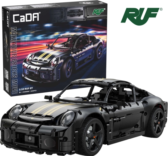 CaDA sporta auto RUF GT būvkomplekts 1:10 melns – 1655 detaļas