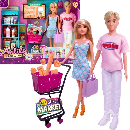 Supermarket Doll Set with Shopping Cart