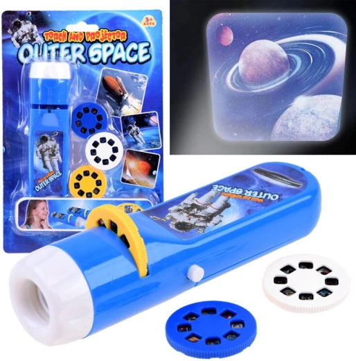Children's projector flashlight with space themes
