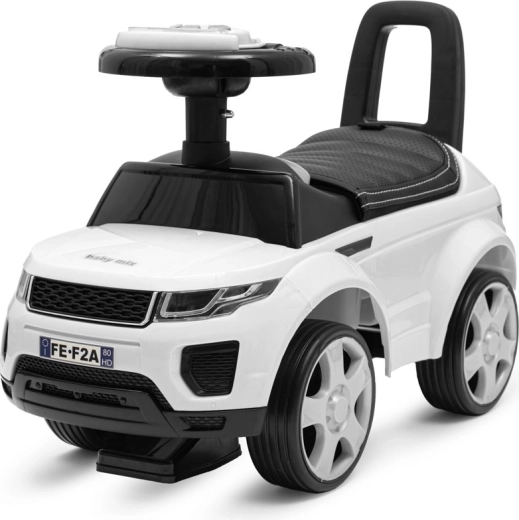 Bērnu atspērējamais auto Baby Mix Prime SUV balts ar eko ādas sēdekli