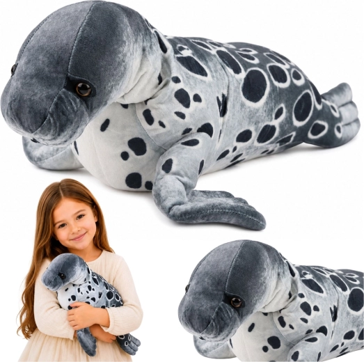 Reālistisks pelēks plīša ronis 50 cm