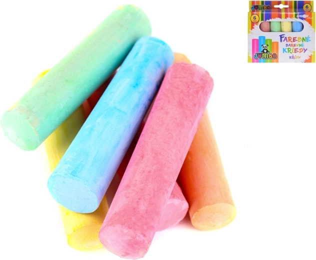 Krāsaini jumbo krītiņi bērniem 10 cm (6 gab. komplekts)