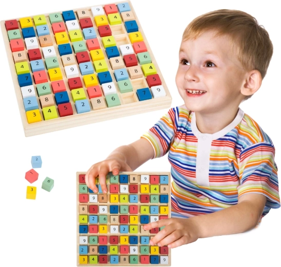 Small Foot wooden sudoku with colorful pieces