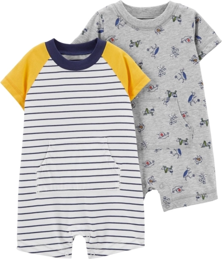 CARTER'S vasaras kokvilnas rāpulis ar īsām piedurknēm zēniem GreyGreen (2 gab.) – 3 mēn.