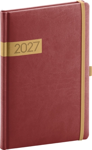 Notique nedēļas plānotājs Twill 2027 bordo–zelta 15 × 21 cm
