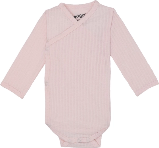 Lodger long-sleeve seersucker bodysuit tan, size 68