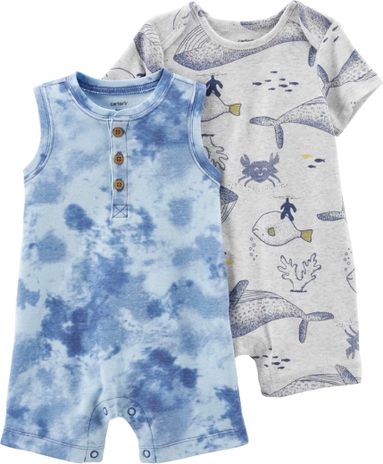 Carter's summer short-sleeve rompers Grey Ocean for boys, 2 pcs