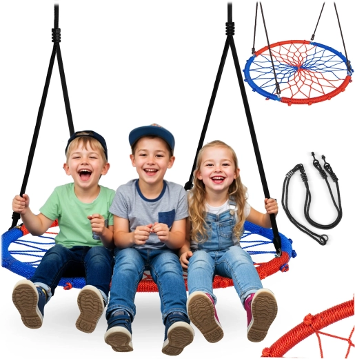 Piekaramās šūpoles-ligzda Swingo 95 cm zilā-sarkanā Neo-Sport