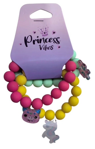 Pink set of matte unicorn bracelets (3 pcs)
