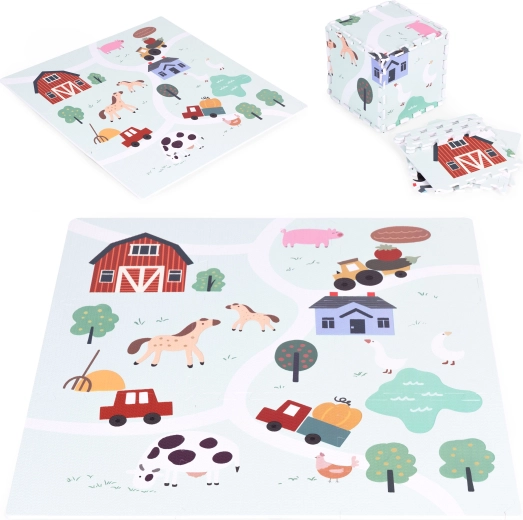 Liels putu paklājiņš ferma 90,5 × 90,5 cm, 21 daļas ECOTOYS