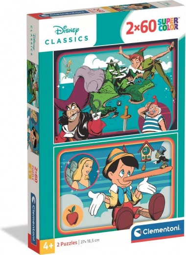 Puzle Disney klasiskās pasakas 2×60 gabali CLEMENTONI