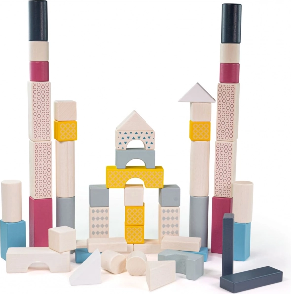 Bigjigs Toys koka klucīši spainītī, 50 gab.