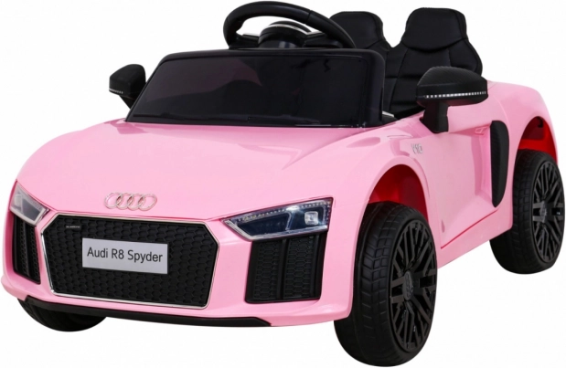 Bērnu elektriskais auto AUDI R8 Spyder rozā krāsā ar tālvadības pulti, EVA riteņiem un MP3