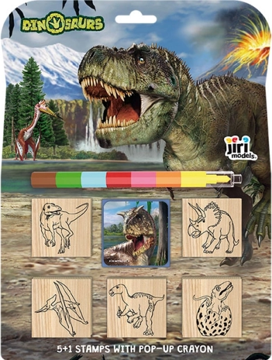 Stamps 5+1 with Multicolor Crayon – Dinosaurs