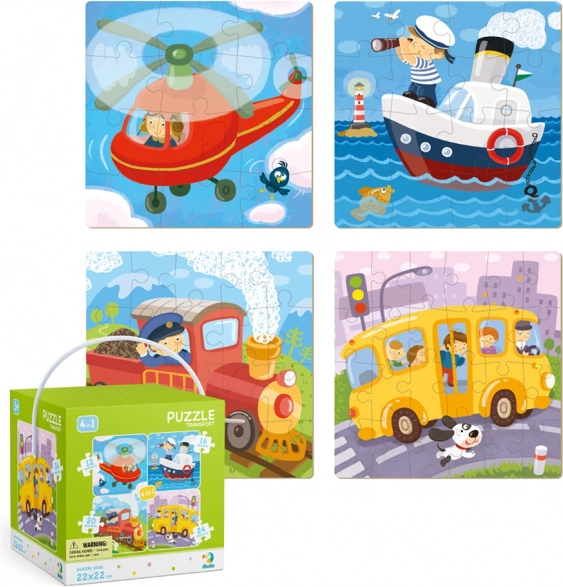 DODO puzle Transportlīdzekļi 4 vienā (12–24 detaļas)