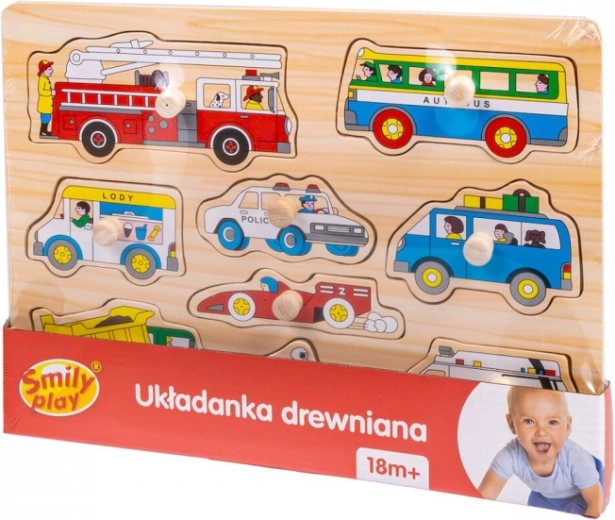 Koka ieliekamā puzle ar rokturiem – transportlīdzekļi
