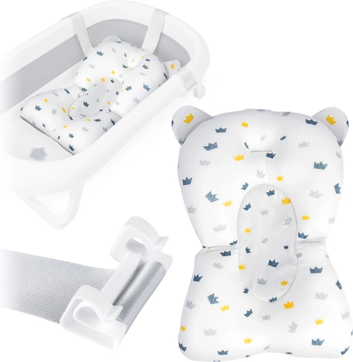 Spilventiņš bērnu vanniņai RICOKIDS – ātri žūstoša ergonomiska ieliktnis, balti‑zils