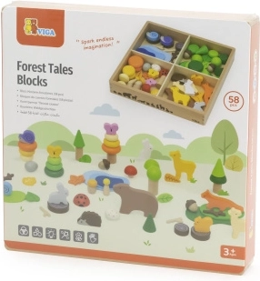 VIGA Wooden Blocks Forest Stories, 58 Pieces