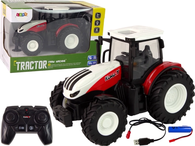Remotely Controlled Tractor 1:24 Red and White Farm