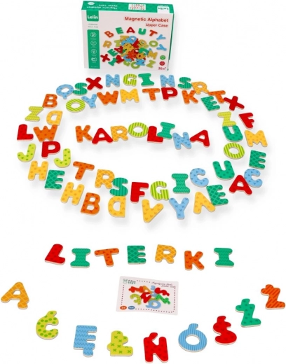 Koka magnētiskie burti ar poļu rakstzīmēm