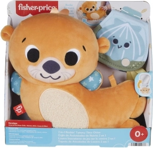 Fisher-Price mīlīga ūdra 2v1 – spilventiņš rotaļām uz vēdera un šūpojošs grabulīša draugs