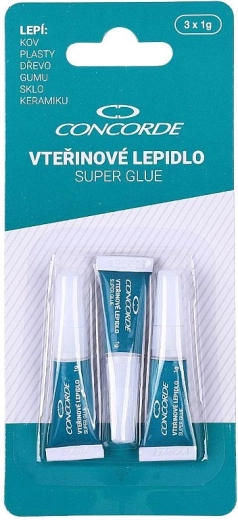 Momentlīme CONCORDE 3×1 g – universāla ātri žūstoša līme