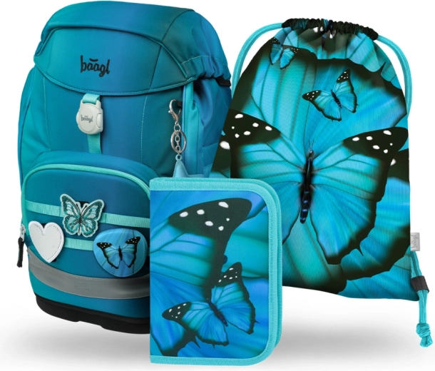 Baagl skolas komplekts 3 gab. Airy Plus Butterfly – mugursoma, penālis un maisiņš