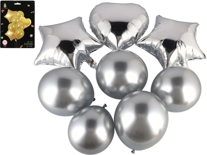 Set of inflatable balloons with heart, stars and round balloons – 8 pcs, 2 colors