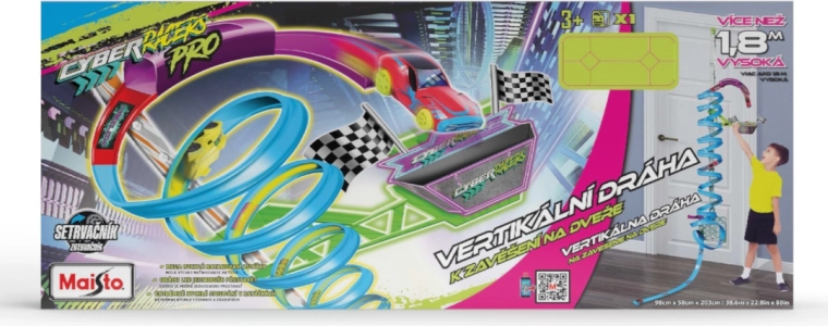 Maisto Cyber Racers vertikālā sacīkšu trase uz durvīm ar mašīnīti