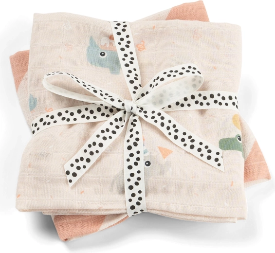 Done by Deer Celebration Muslin Cloths, Pink - 2 pcs