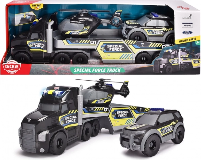 Dickie Toys SOS evakuators ar platformu un glābšanas transportlīdzekļiem