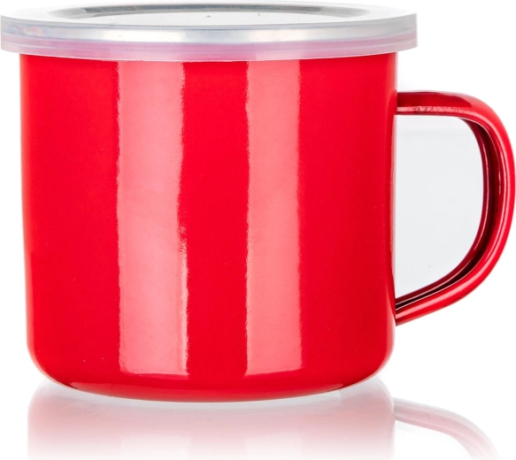 Emaljēta krūze ar vāciņu 0,5 l sarkana