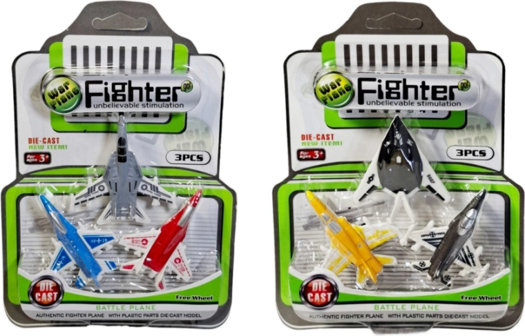 Set of 3 metal fighter jets