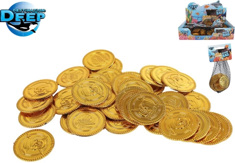 Gold plastic coins for children's games – 40 pcs
