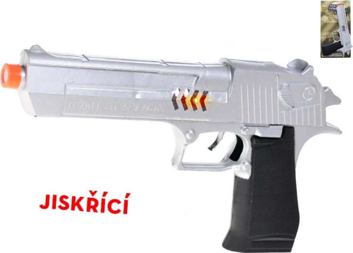Dzirksteļojošs inerciālais rotaļu pistolis bērniem 26 cm