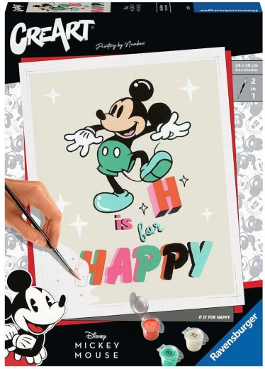 Gleznošana pēc numuriem RAVENSBURGER CreArt – MICKEY MOUSE: H is for Happy, 13 × 18 cm