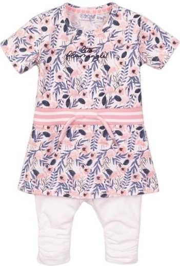 Dirkje two-piece dress and leggings set for kids, white and multicolour