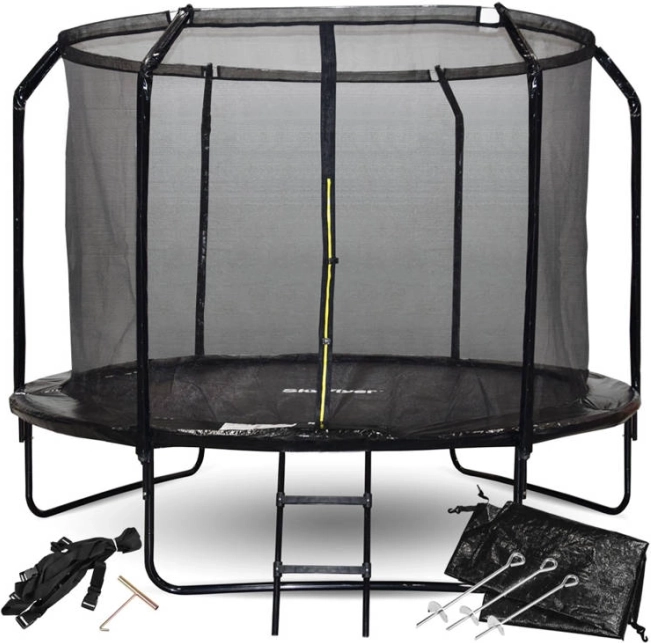 Dārza batuts SKYFLYER 304 cm ar aizsargtīklu un kāpnēm